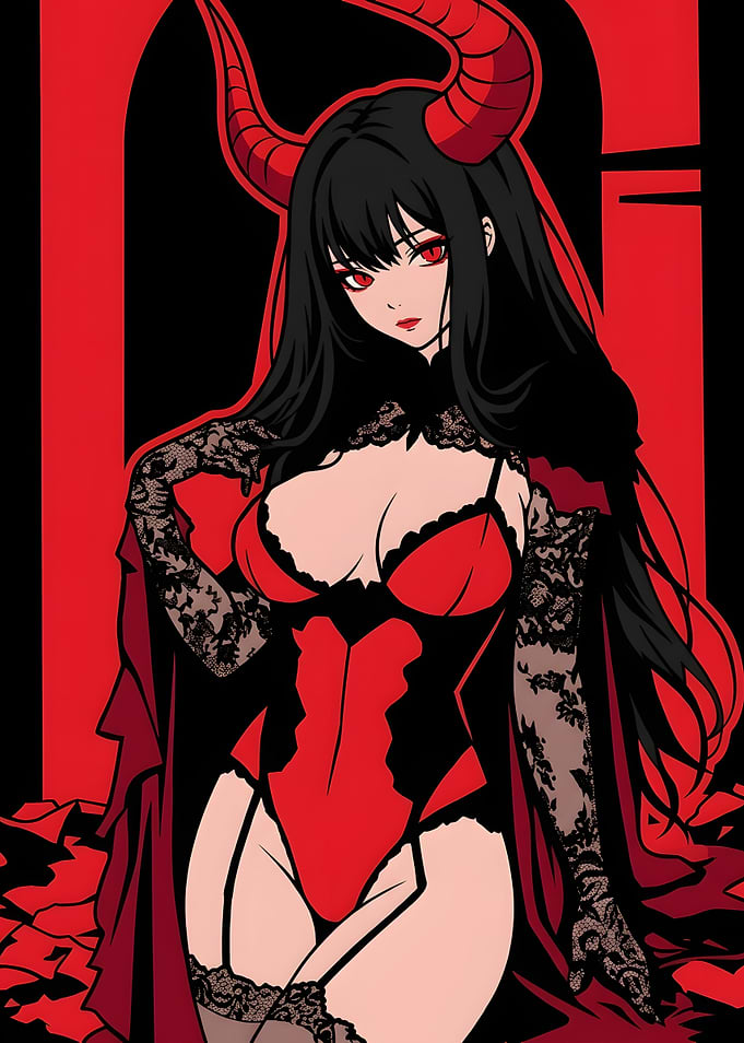 Anime Succubus Demon Girl Illustration