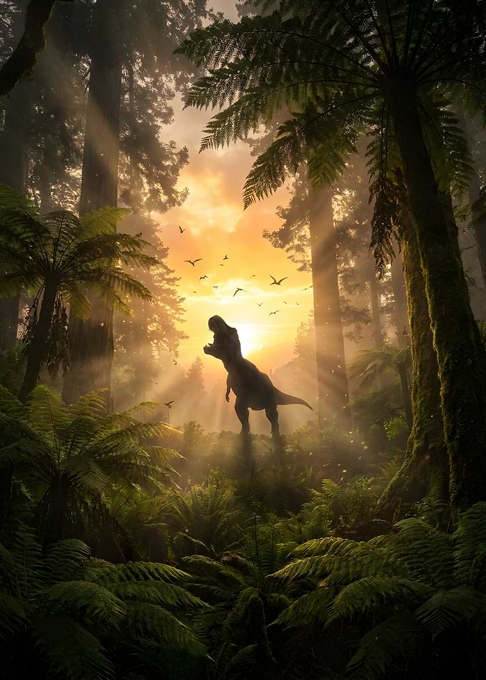 Tyrannosaurus Rex in Prehistoric Forest