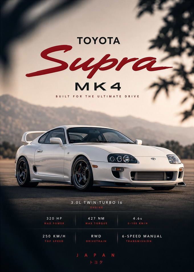 Toyota Supra MK4 Automotive Poster