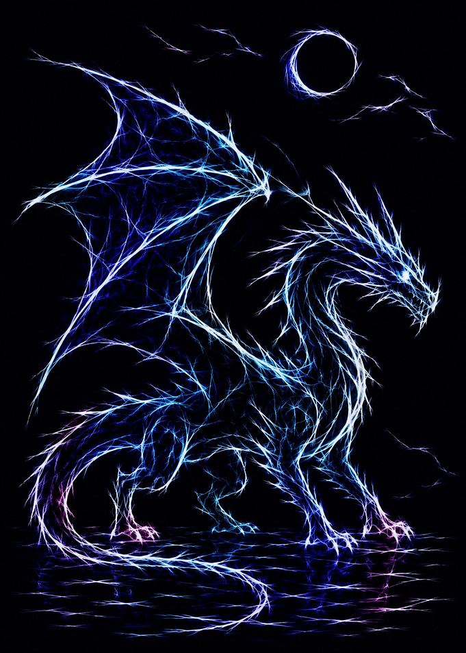Glowing Neon Fractal Dragon