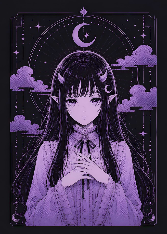 Anime Demon Girl Portrait