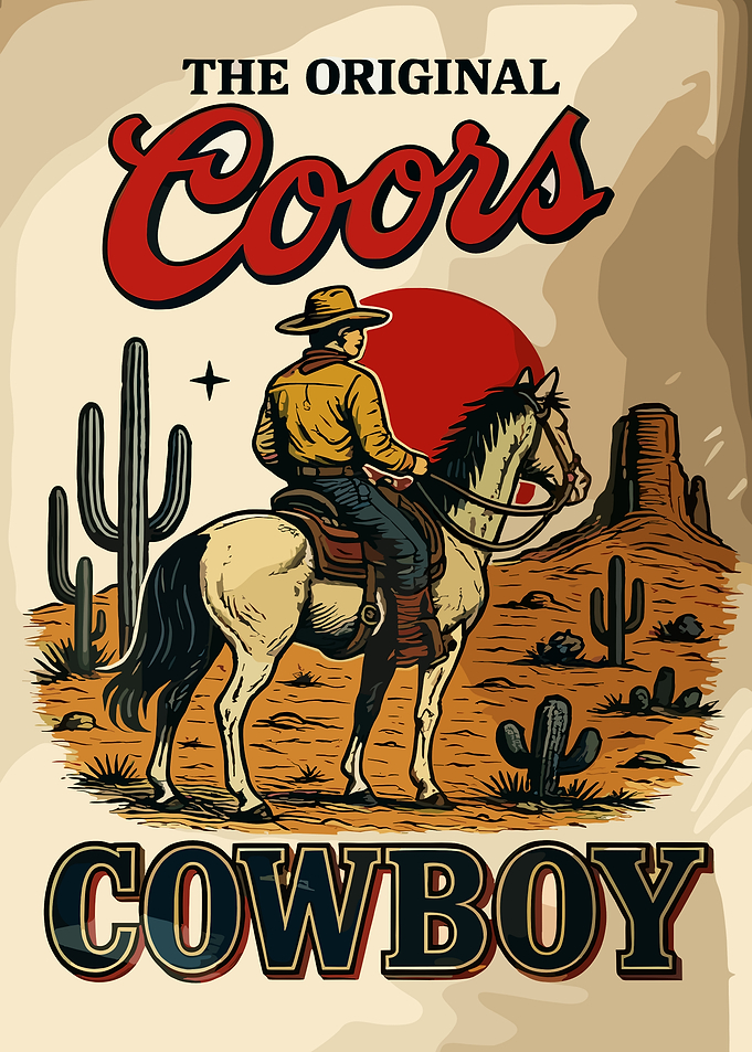 Vintage Coors Cowboy Poster