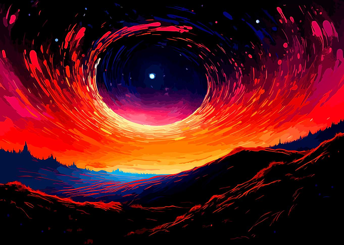Vibrant Swirling Cosmic Nebula Landscape