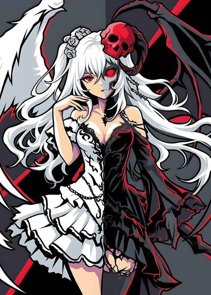Duality Anime Girl Angel and Demon