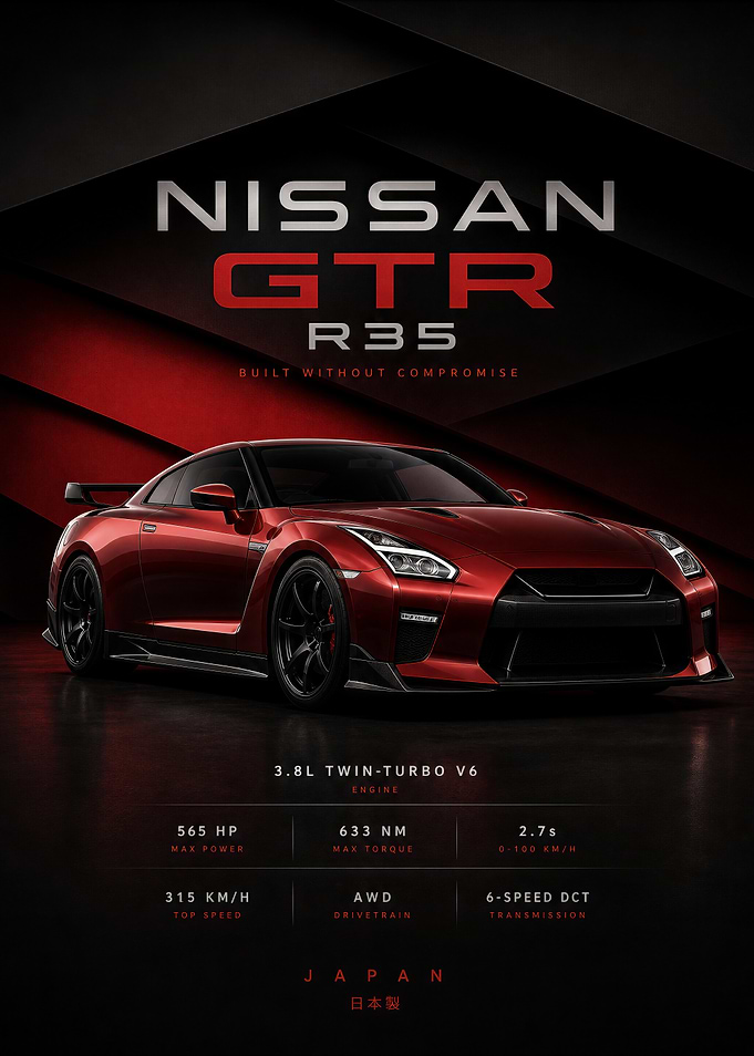 Nissan GT-R R35 Automotive Poster