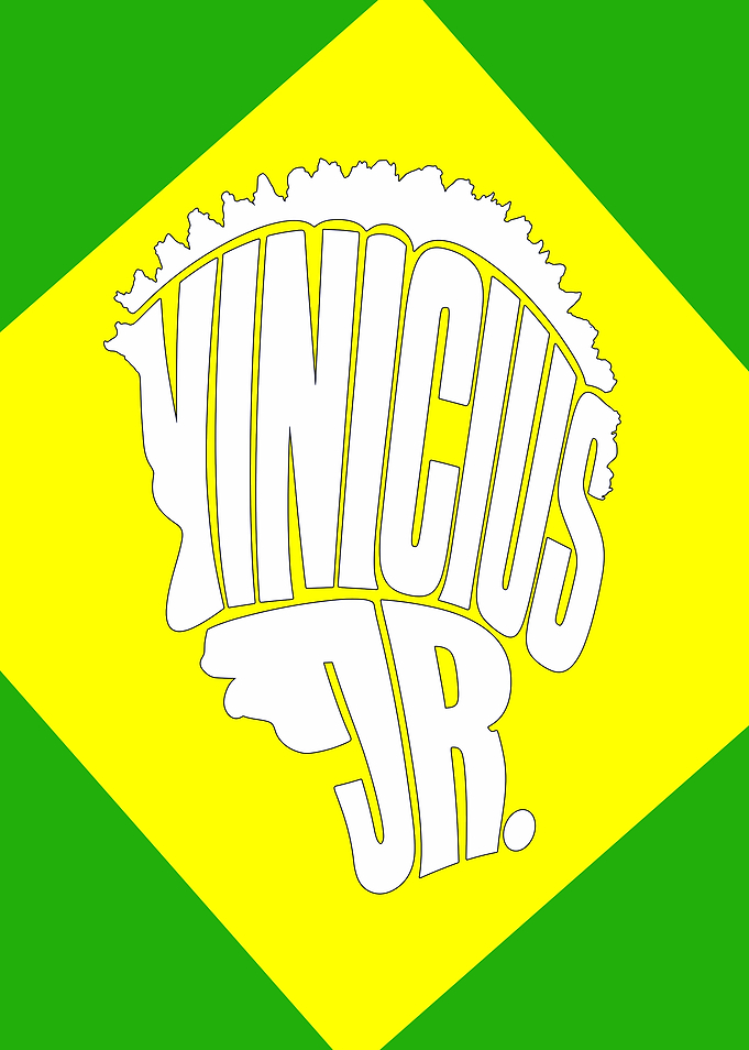 Vinicius Jr. Brazil Flag Typography Art