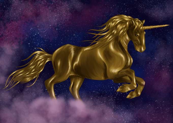 Golden Unicorn in Cosmic Space