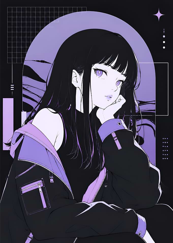 Anime Girl in Purple Streetwear