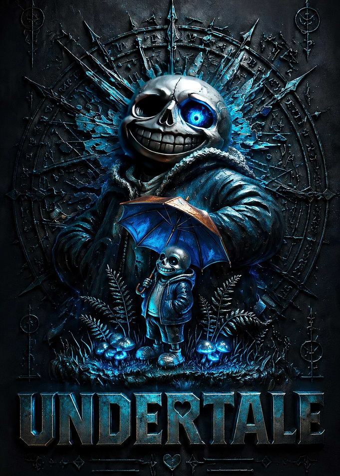 Undertale Sans and Papyrus Dark Poster