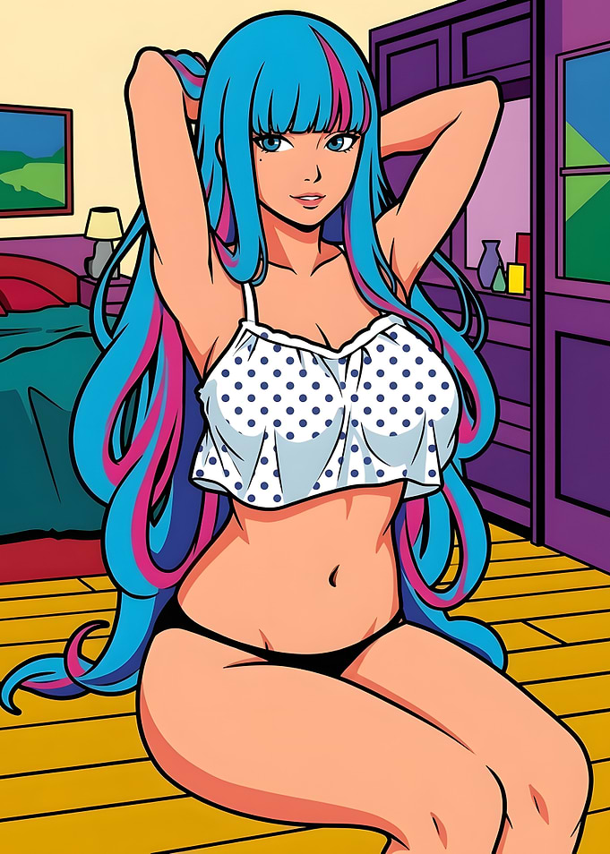 Anime Girl with Blue Hair
