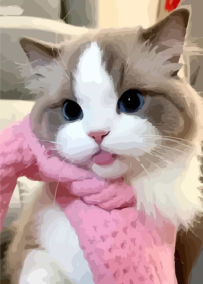 Cute Cat Wearing Pink Scarf