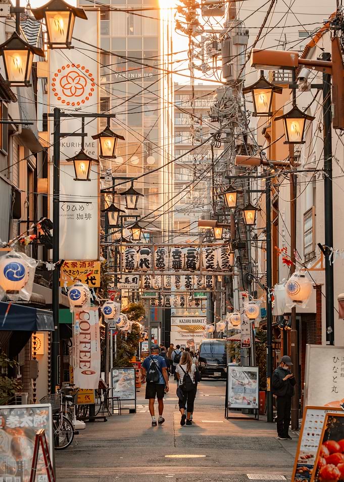 Golden Hour in a Tokyo Alley, Japan