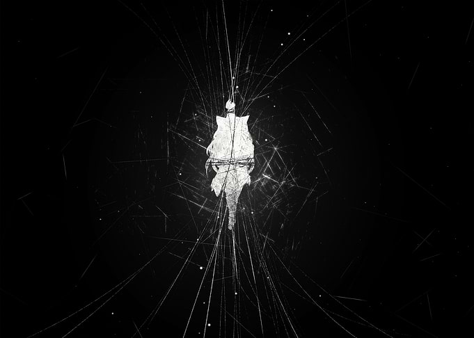 Abstract Wolf Silhouette in Dark Space