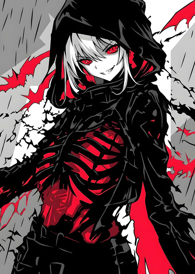 Anime Girl with Skeleton Ribcage Hoodie