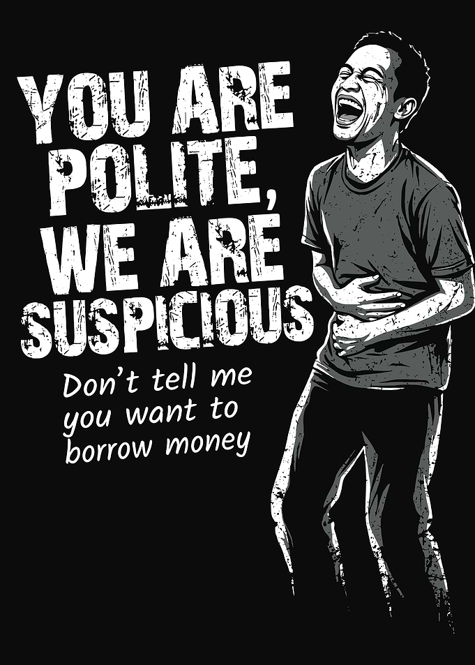 Funny Suspicious Borrowing Money T-Shirt Design