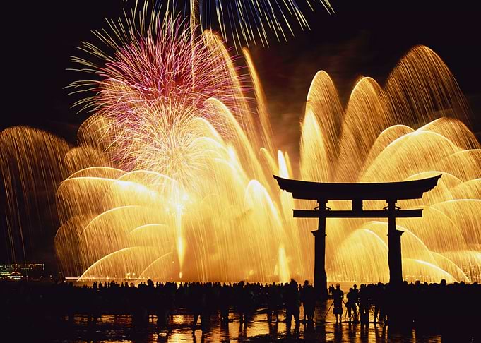 Fireworks Over Itsukushima Torii Gate