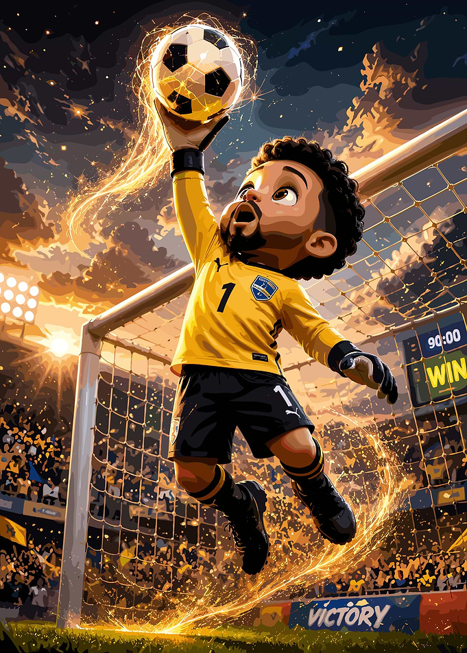 Chibi Goalkeeper Making Epic Save