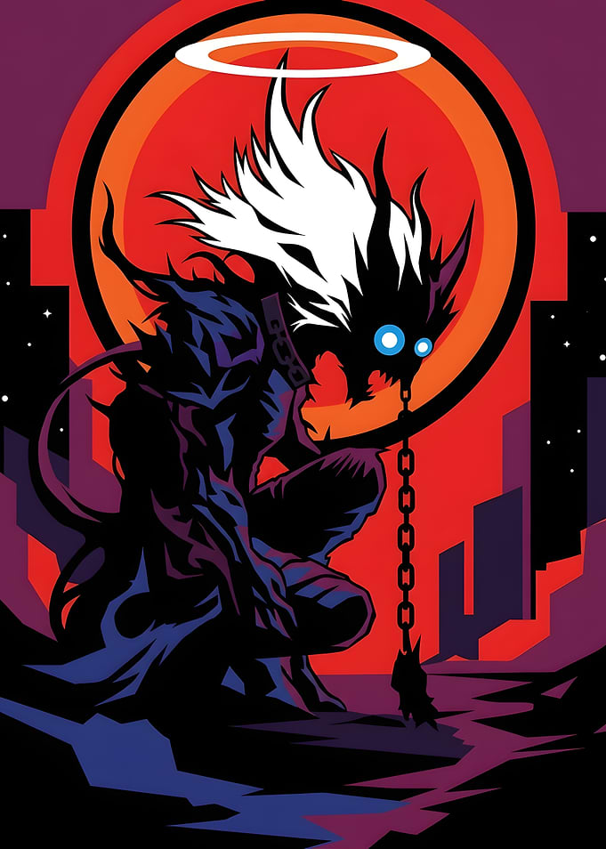 Dark Anime Character with Halo