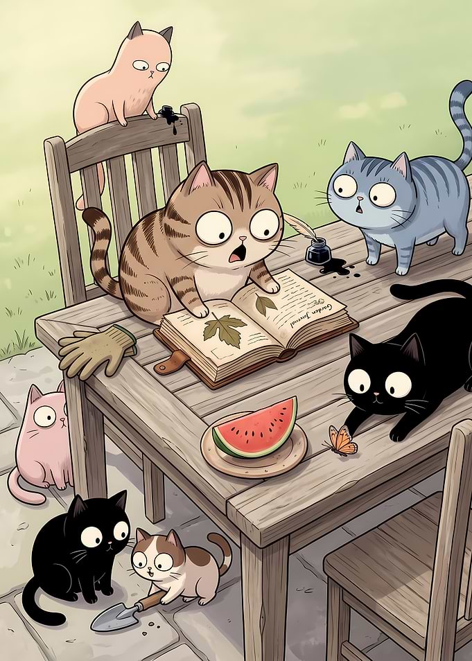 Cats Having Fun in the Garden