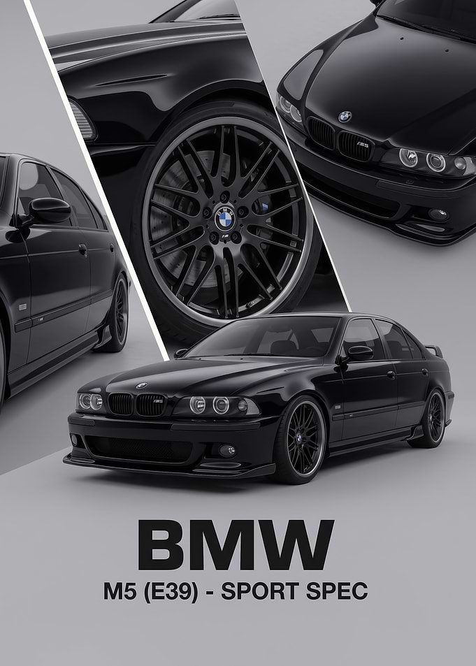 black classic BMW M5 E39 car Poster