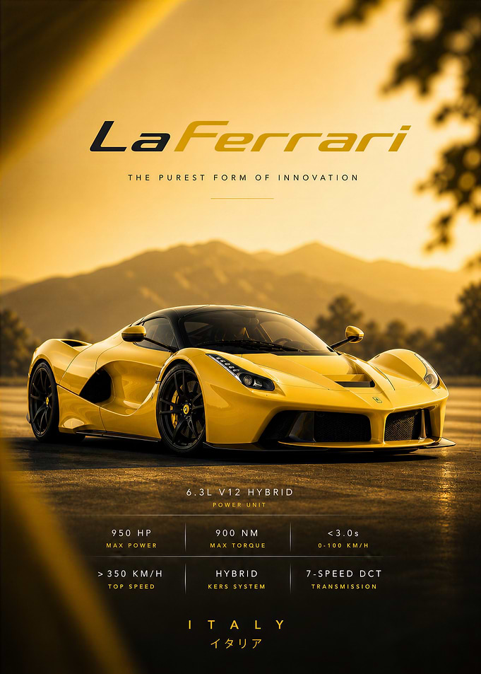 LaFerrari Yellow Supercar Poster