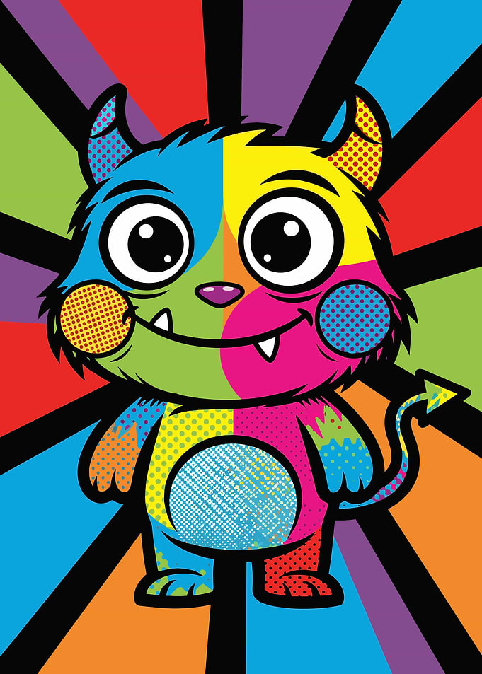 Colorful Pop Art Monster Illustration