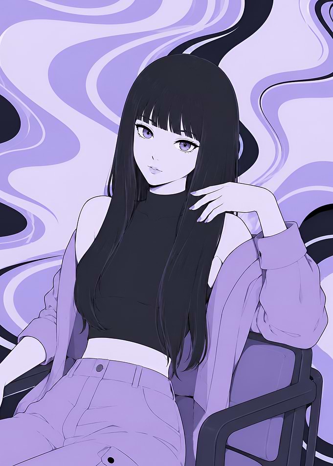 Anime Girl in Purple Tones
