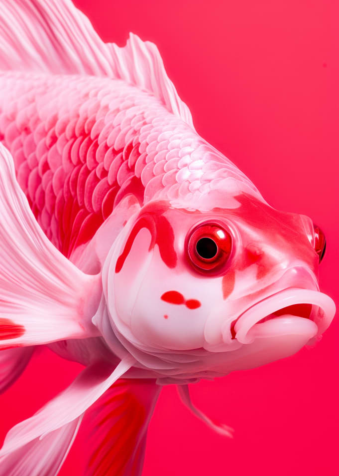 Vibrant Pink and White Koi Fish