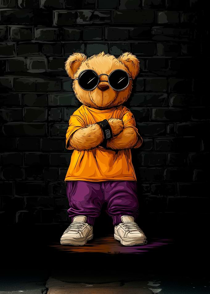 Cool Streetwear Teddy Bear Illustration