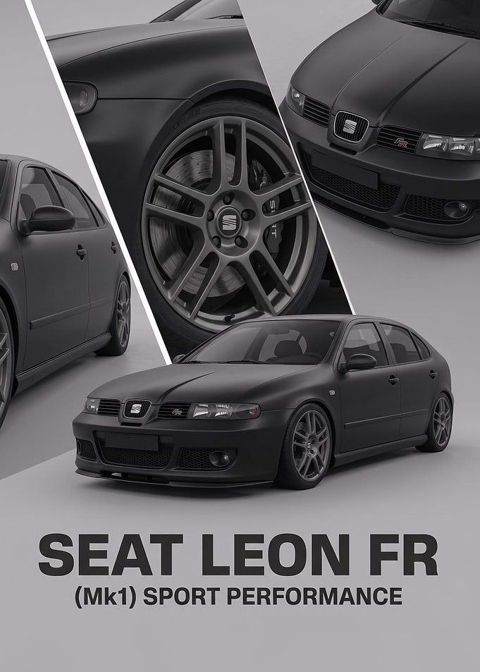 black sleek car Leon FR Mk1 art Poster