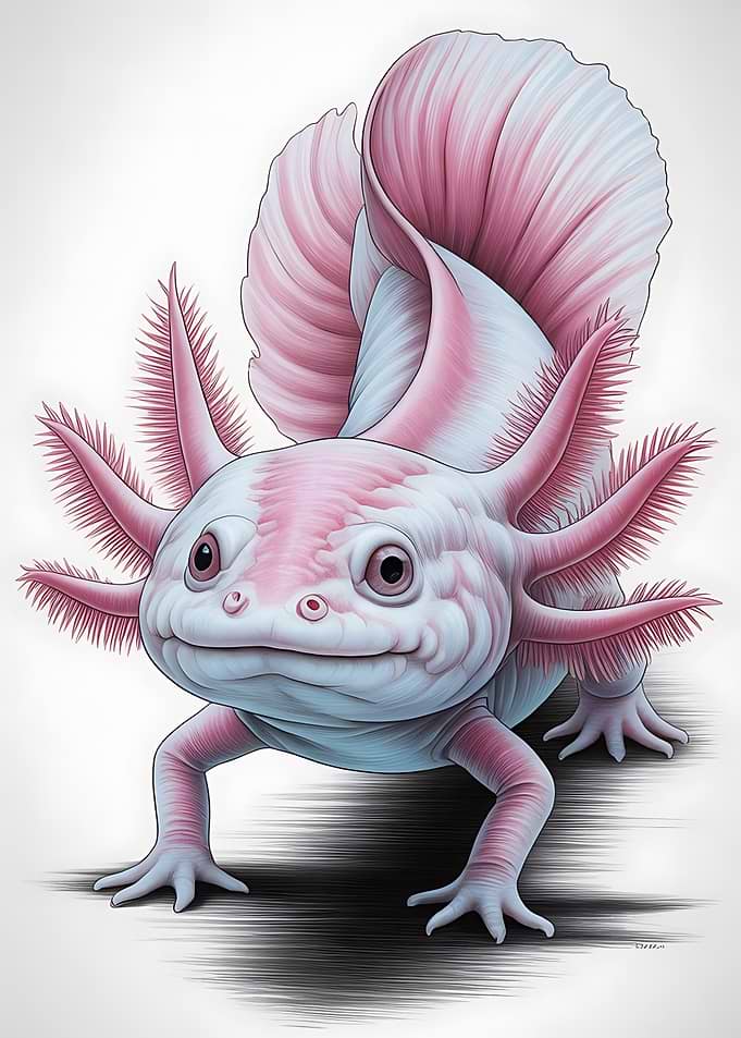 Cute Pink Axolotl Illustration