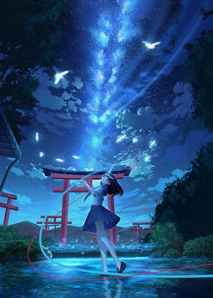 Anime Girl Dancing Under Milky Way