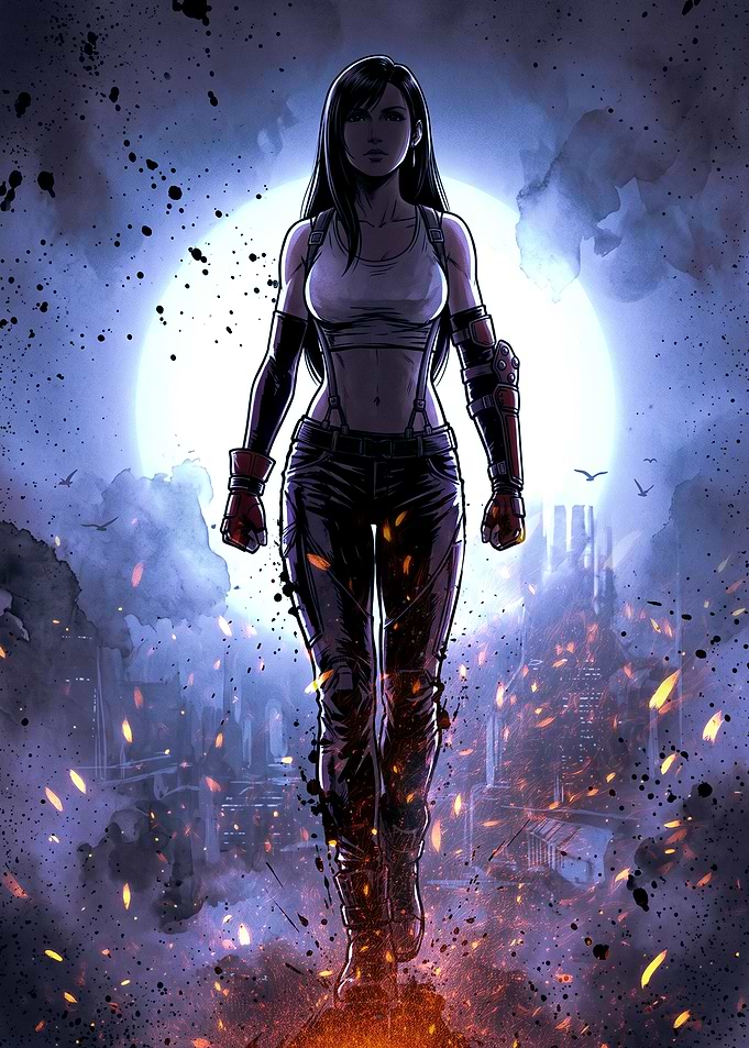 Tifa Lockhart Standing Amidst Destruction
