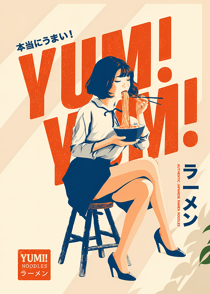 Vintage Style Ramen Advertisement Poster