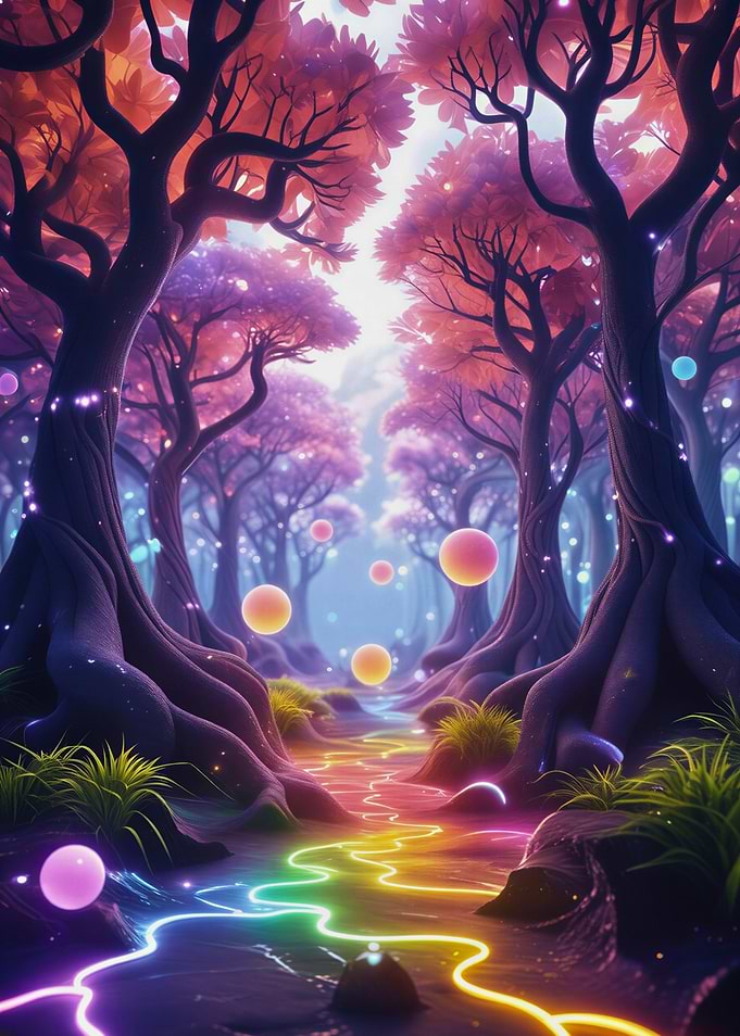 Enchanted Forest with Glowing River