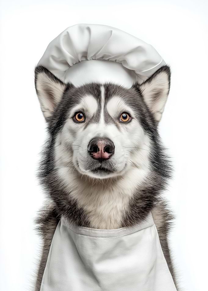 Siberian Husky Dog Wearing Chef Hat