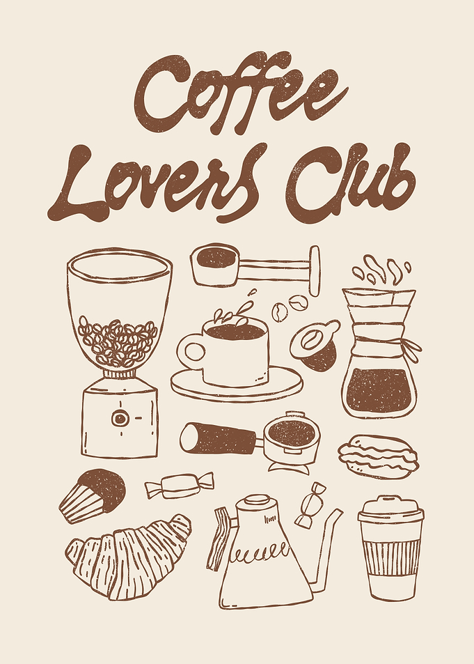 Coffee Lovers Club Hand-Drawn Illustration