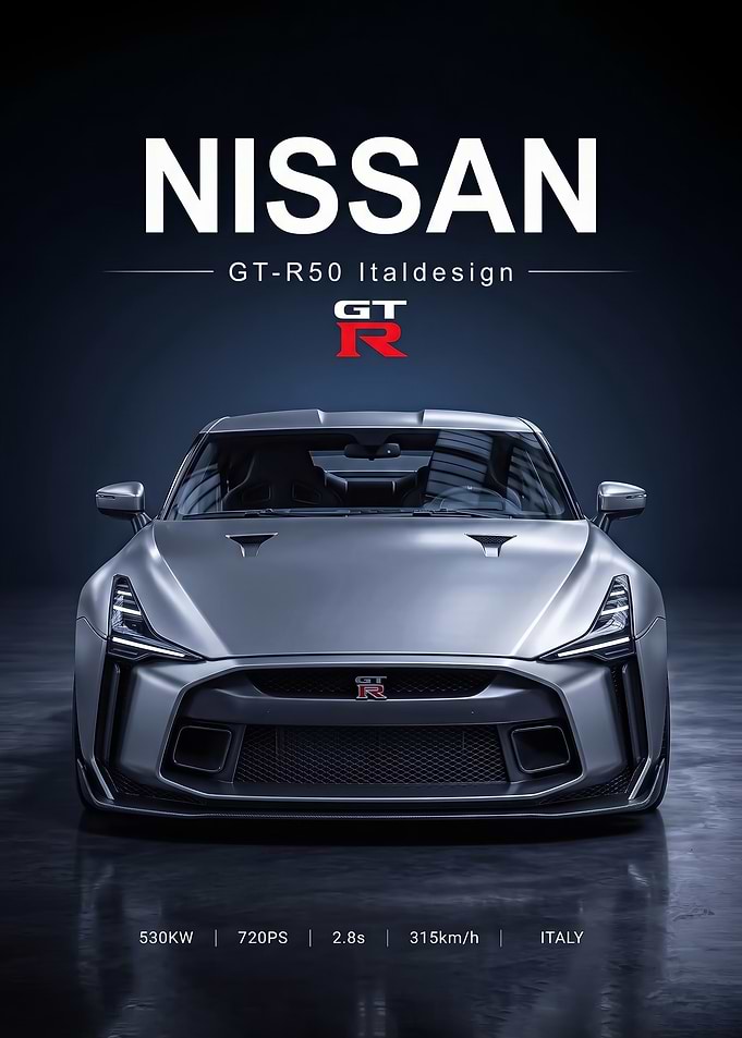 sleek Nissan GT-R50 car Poster