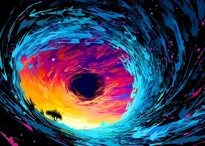 Abstract Cosmic Vortex and Silhouette Tree