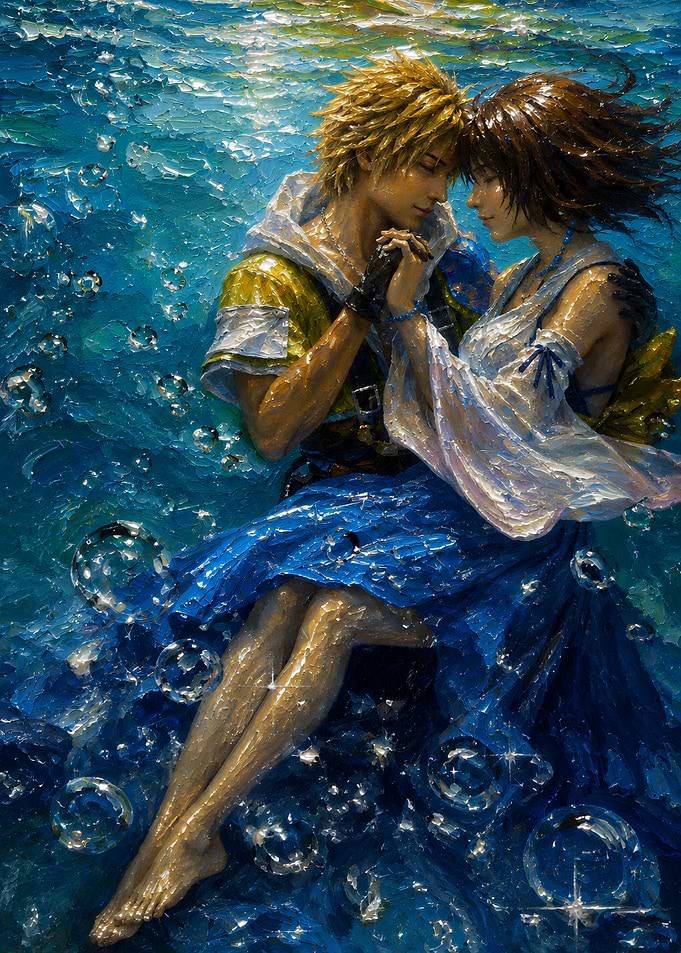 Tidus and Yuna Underwater Embrace