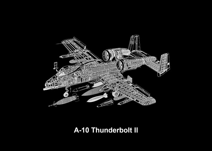 A-10 Thunderbolt II Blueprint Illustration
