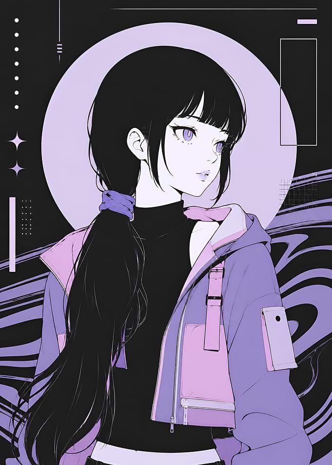 Anime Girl in Purple Techwear