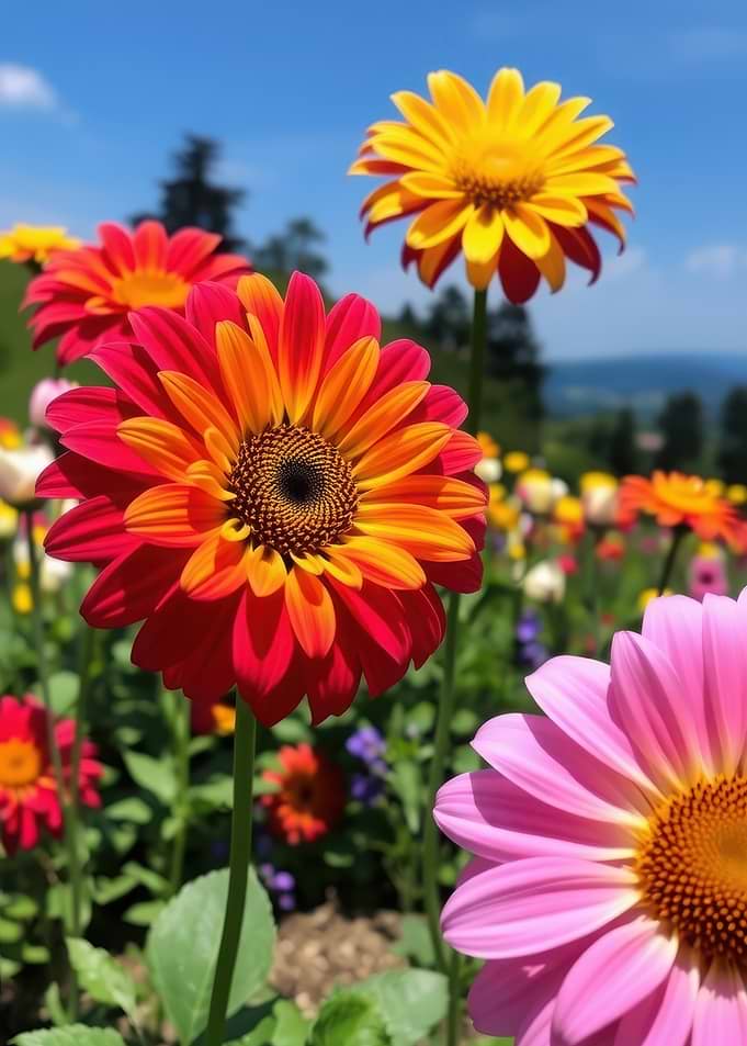 Vibrant Colorful Garden Flowers