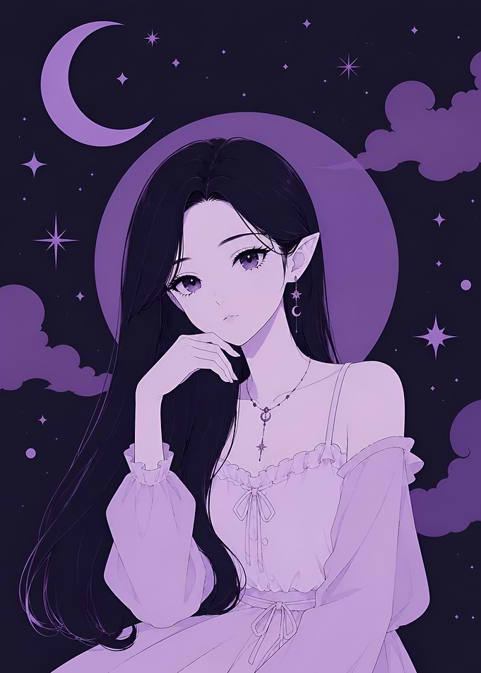 Anime Purple Moon Elf