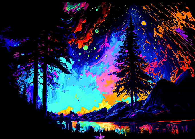 Neon Psychedelic Forest Landscape