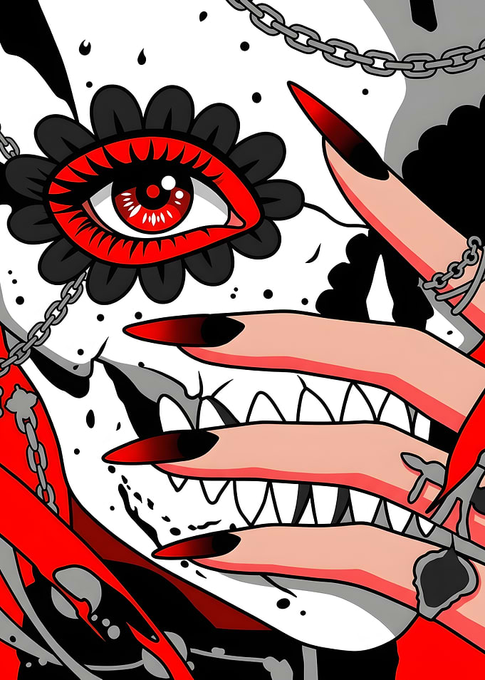 Gothic Skull with Red Eye Art
