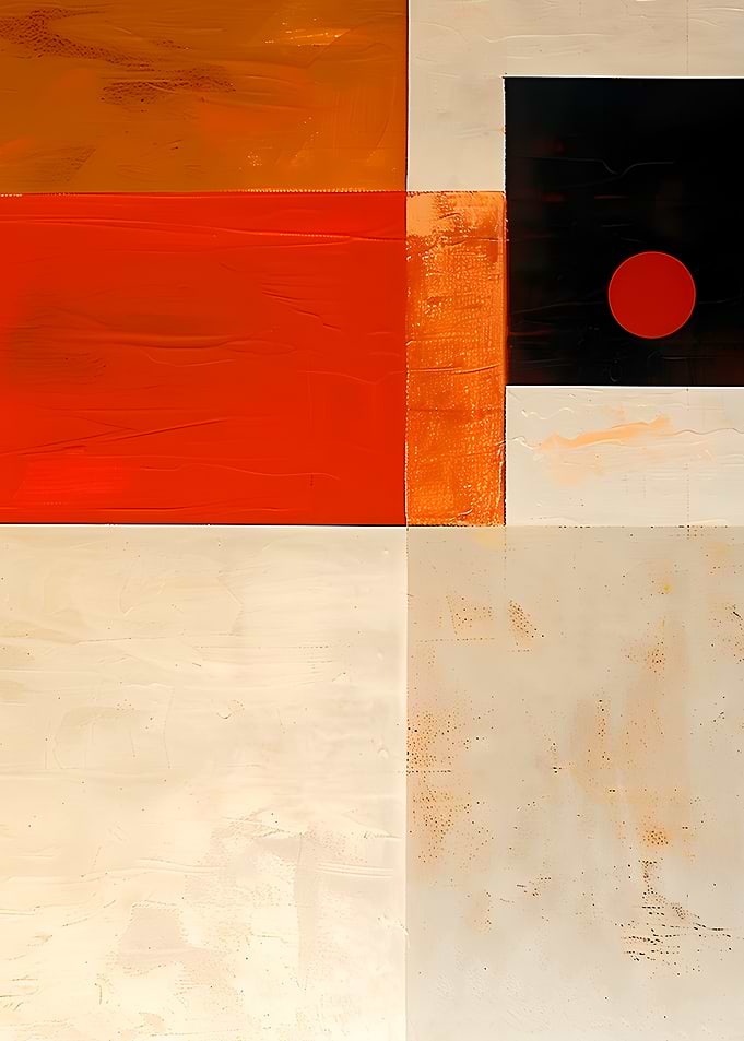 Abstract Geometric Composition with Red Circle