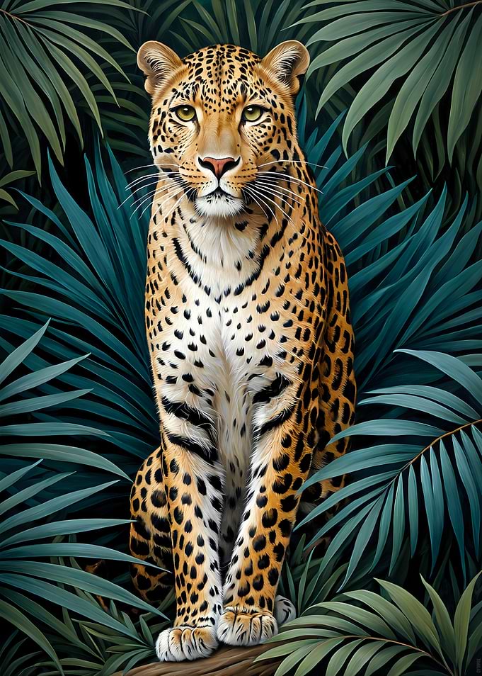 Majestic Leopard: Tropical Jungle Wildlife - High-Fidelity Nature Art