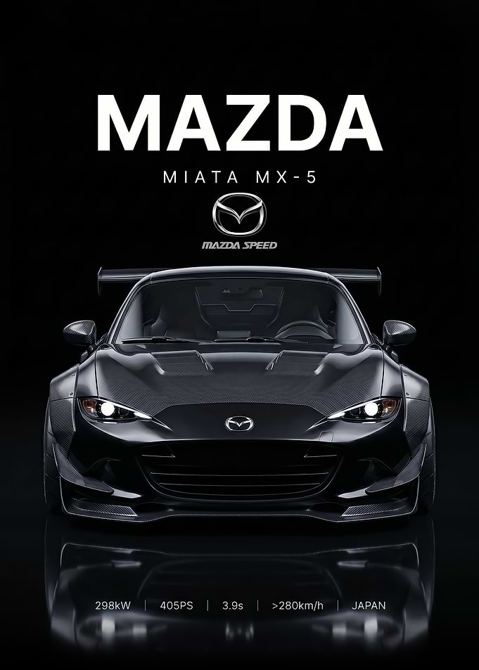 black Mazda Miata MX-5 Carbon Edition Poster