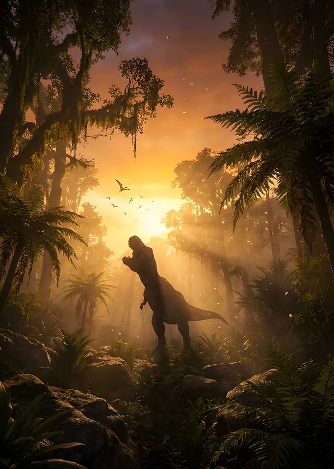 Tyrannosaurus Rex in Prehistoric Jungle